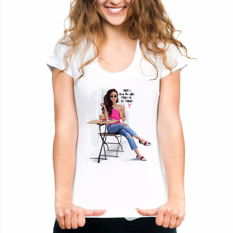 

First I Drink The Coffee Female T-shirt Summer Short Sleeve Harajuku Kawaii Streetwear Tshirt Women 2019 Korean Fashion Clothing