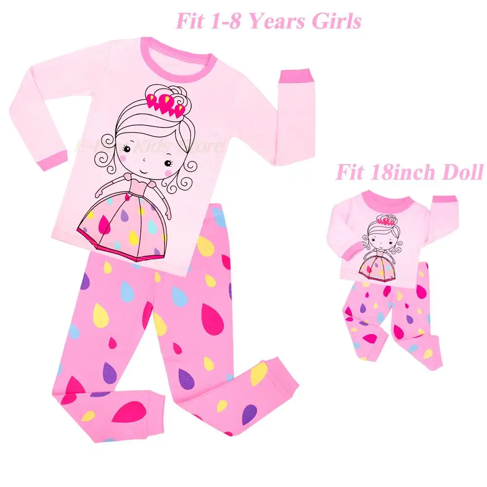 Kids Cartoon Cat Matching Doll Pyjamas Sets Pajamas Suits with Doll for Baby Girls Pink Toddler Sleepwears Homewears for 1-8Y nightgowns and robes	