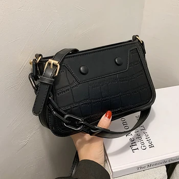

Women Stone Pattern Solid Color Chain Vintage Soft Pu Leather Shoulder Handbag New Handbags And Purse High Quality Designer Bag