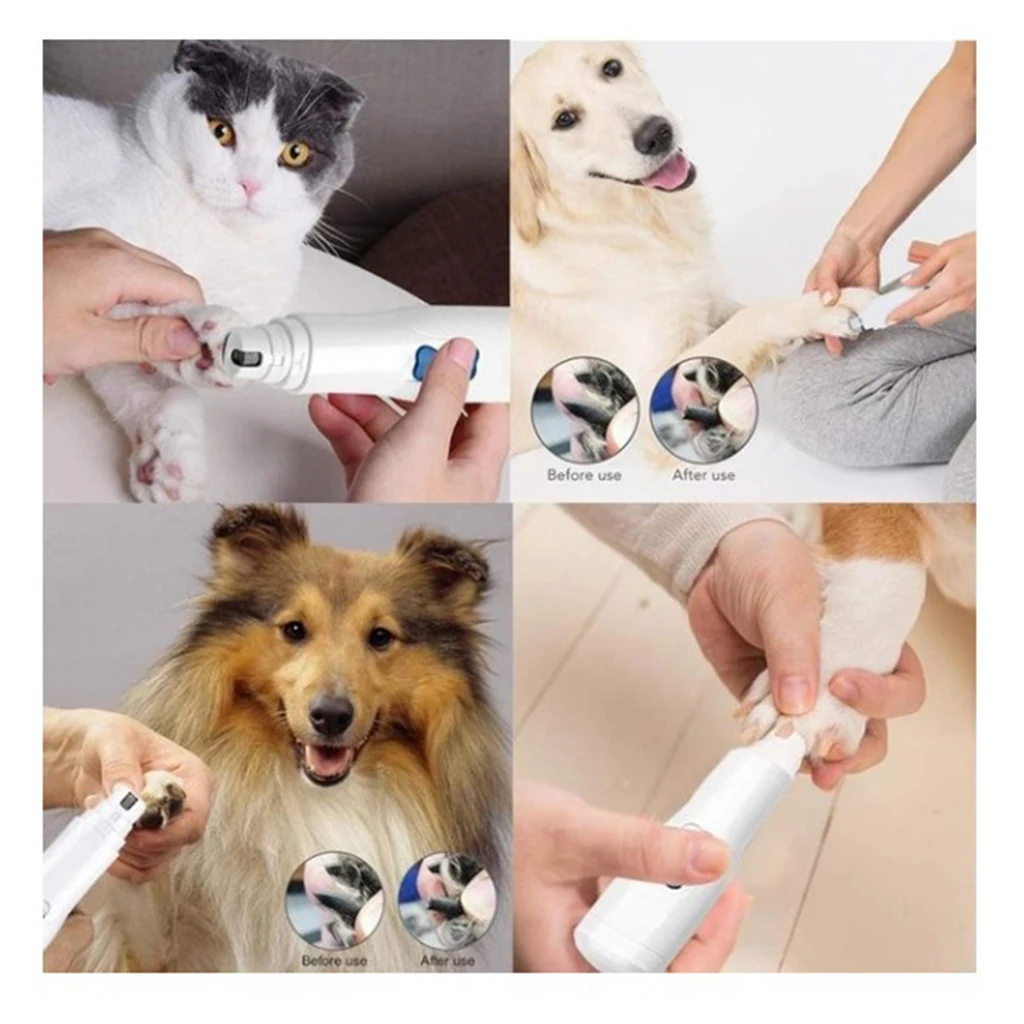 Professional Dog Nail Grinder Cat File Claw Grooming Trimmer Low Noise Pet Paws Clipper Tool, ABS Plastic