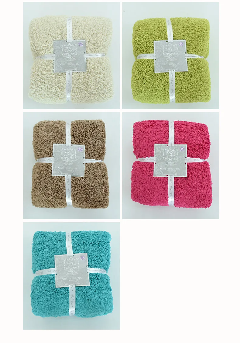 Solid color lamb velvet blanket autumn and winter soft and comfortable plush blanket shawl TV nap blanket