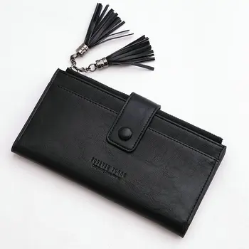 

OLOEY Women's Double Zipper Long Section Folded wallet Double Tassel Lock Zipper Bags 2020 Lady Bank/ID/Credit Card Holder
