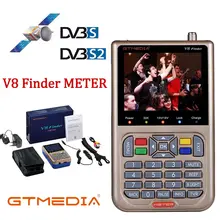 GTMEDIAV8 искатель метр DVB S2 спутниковый искатель рецептор тюнер спутниковый искатель с 3,5 ЖК-тарелкой MPEG-4 SatFinder DVB-S2X с батареей