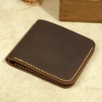 Top Genuine Leather Men's Wallet Retro Handmade Wallet for Men Durable Real Leather portfel male cartera hombre Purse for men 1