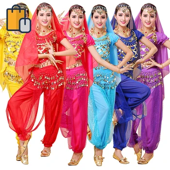 

New Women Festival Performance Suit Oriental Belly Dance Costume Bollywood Party Pants Egyptian Dancewear Outfits Set