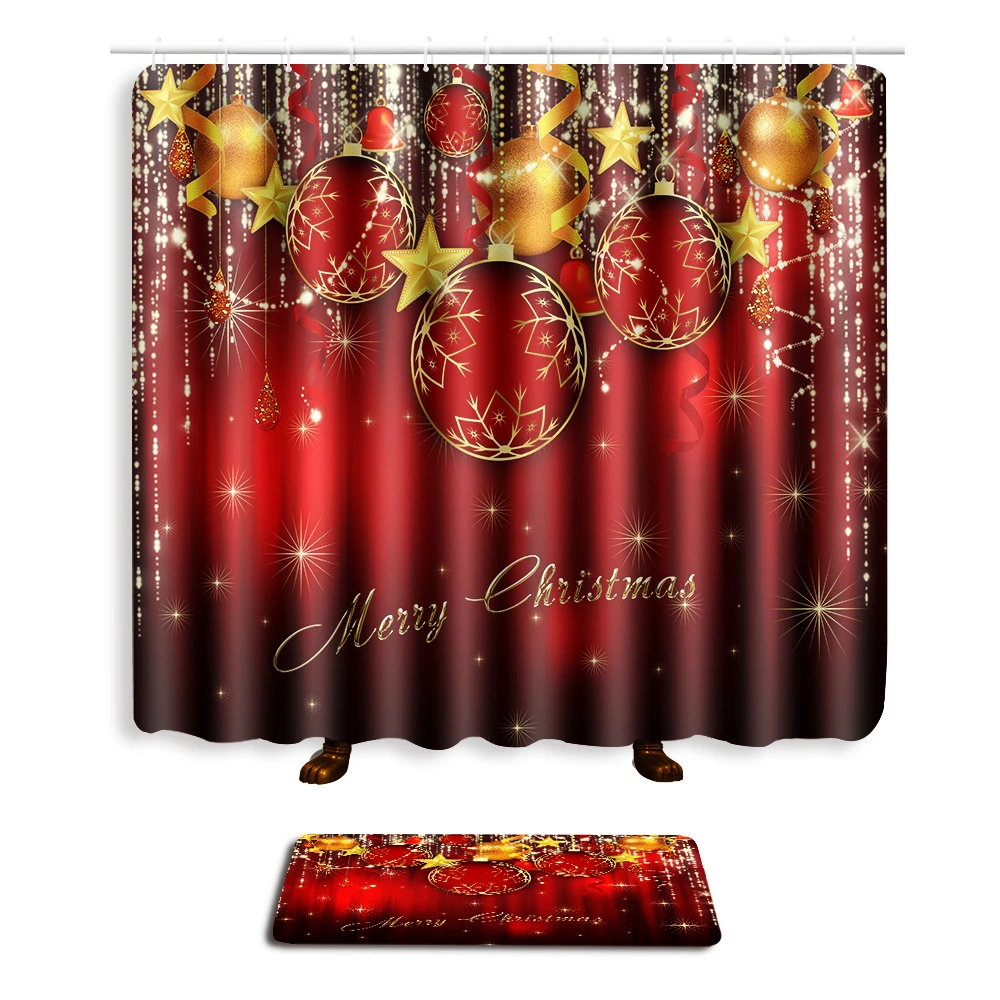 Zeegle Christmas Bath Mat Waterproof Shower Curtain for Toilet Decor Abti-slip Toilet Foot Rug Floor Mat Micorfiber Shower Mat
