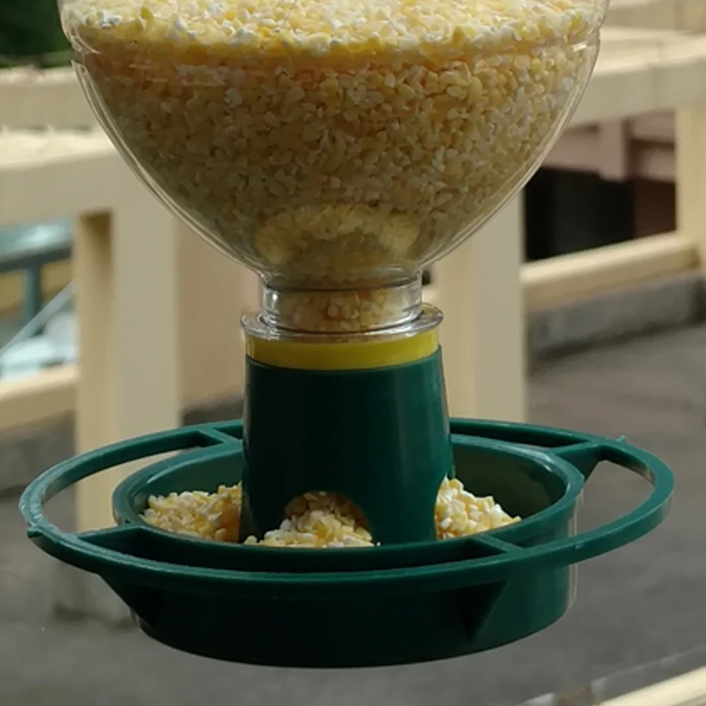 Outdoor Bird Feeder Automatic Hanging Plastic Feed Bowl 1Pcs For Parrot Pigeon Pet Indoor Feeding Supplies Bottle Mouth Docking