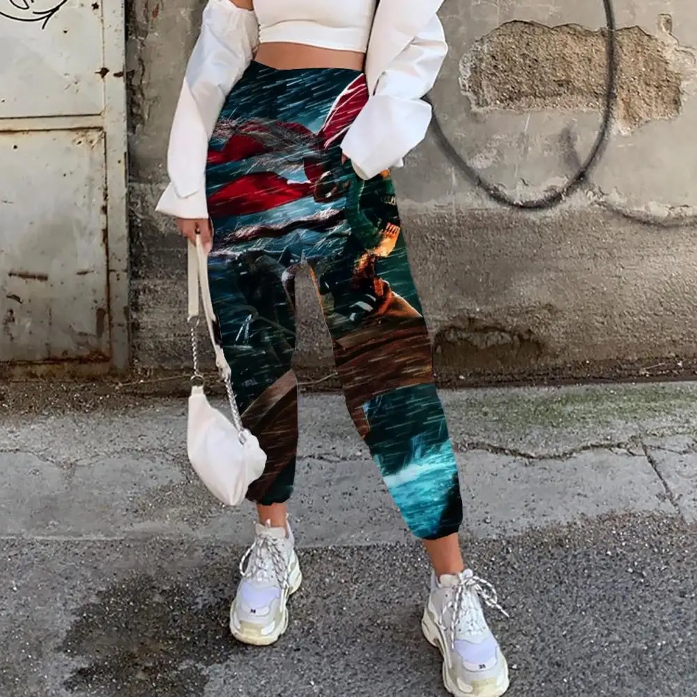 

Somepet Skull Pants Women Punk High Waist Pants Pirate Trouser Rain Jogger Pants Ferry Casual Pant Women Sweatpants Elastic