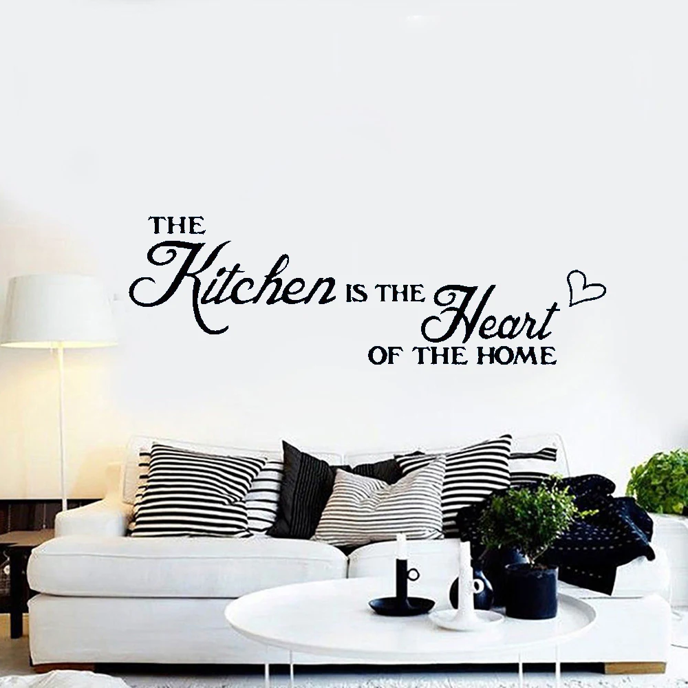 

New Kitchen is Heart of the Home Letter Pattern Wall Sticker PVC Removable Home Decor DIY wall art MURAL pegatinas de pared