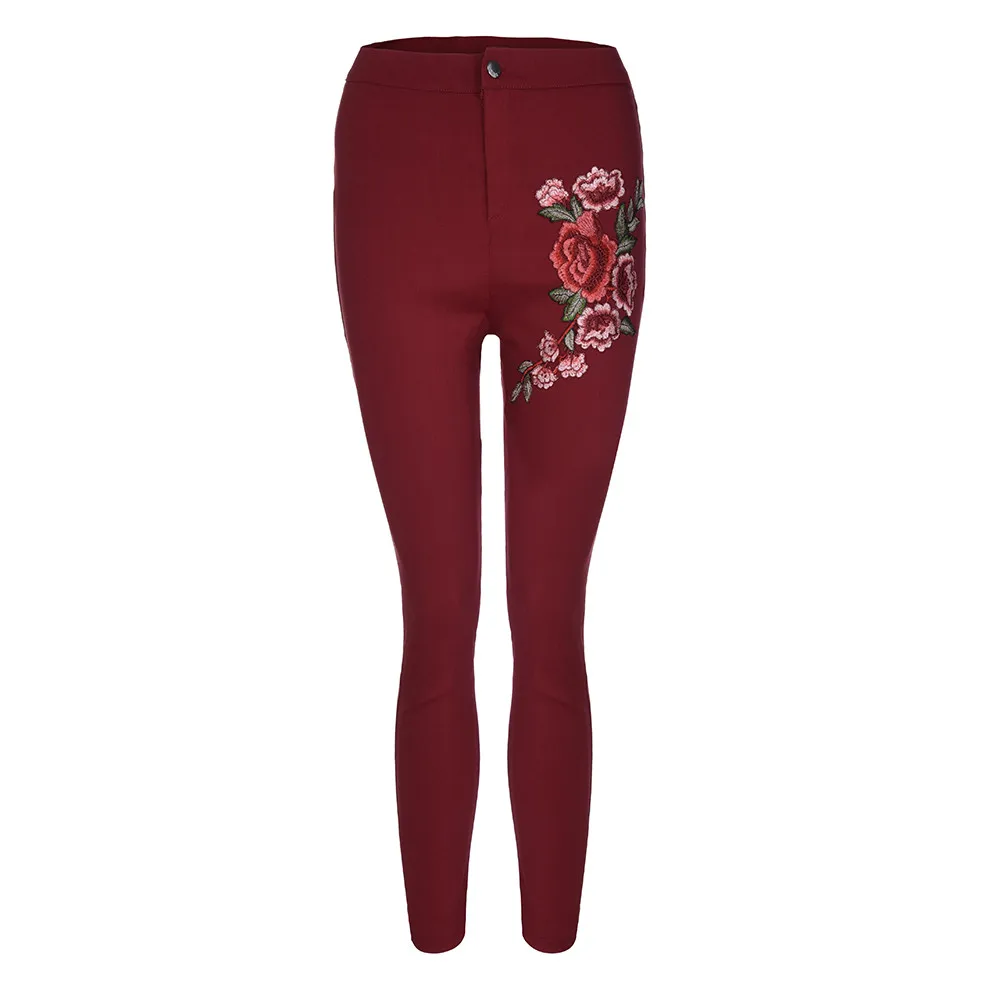 Jaycosin новые модные пикантные Женские повседневные обтягивающие Цветочные аппликация на джинсы женские эластичные с высокой талией Стрейчевые узкие брюки 10#10