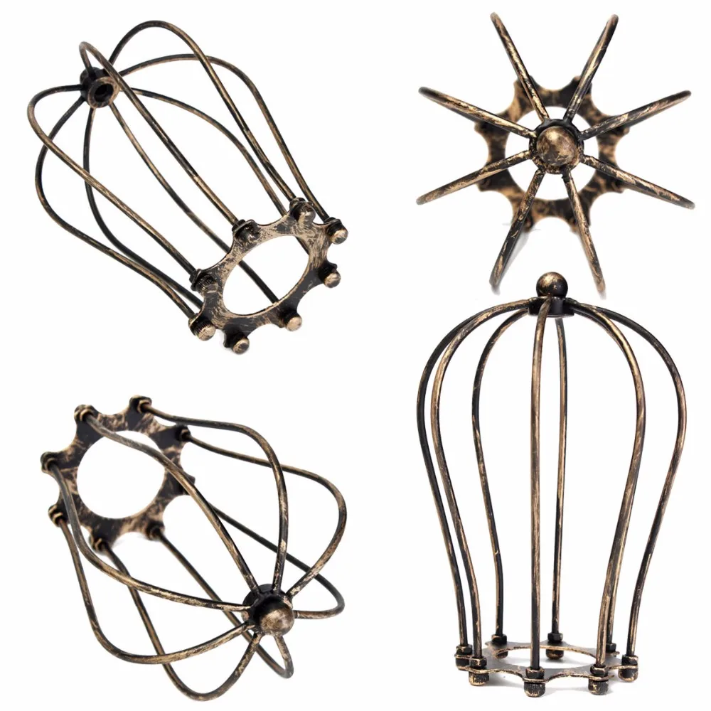 Shade Bulb Hanging Lamp Lamp Cage Iron Holder Light Decor Home Vintage Guard Wire