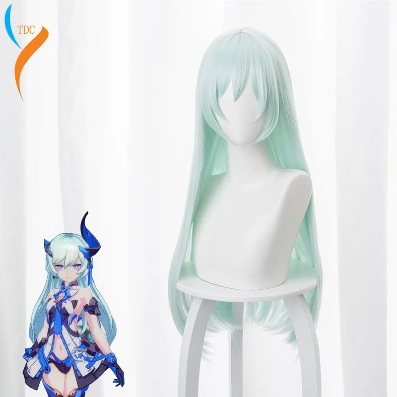 

Game Honkai Impact 3 Cosplay Liliya Olenyeva Mint Green 80 cm Heat Resistant Synthetic Long Hair Halloween Wig + Wig Cap