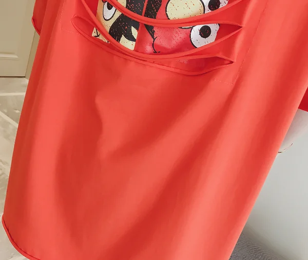 Camisetas, женские яркие цветные футболки с нахлестом на спине, с рисунком внутри, топы с круглым вырезом, летние футболки размера плюс