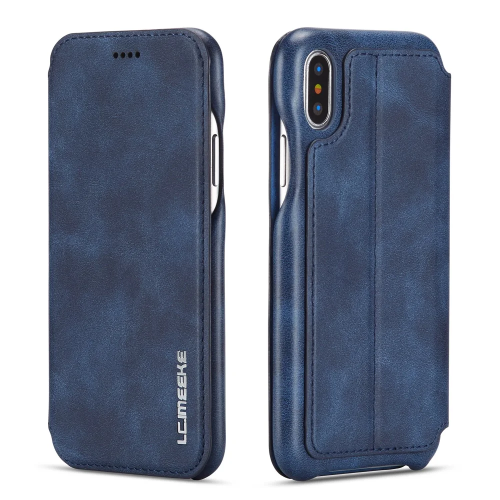 Blue LLZ. COQUE деловой кошелек чехол для телефона для iPhone Xr X Xs Max роскошный держатель для карт флип-подставка кожаный чехол для iPhone 7 Plus 8 6S 6 - Цвет: Blue