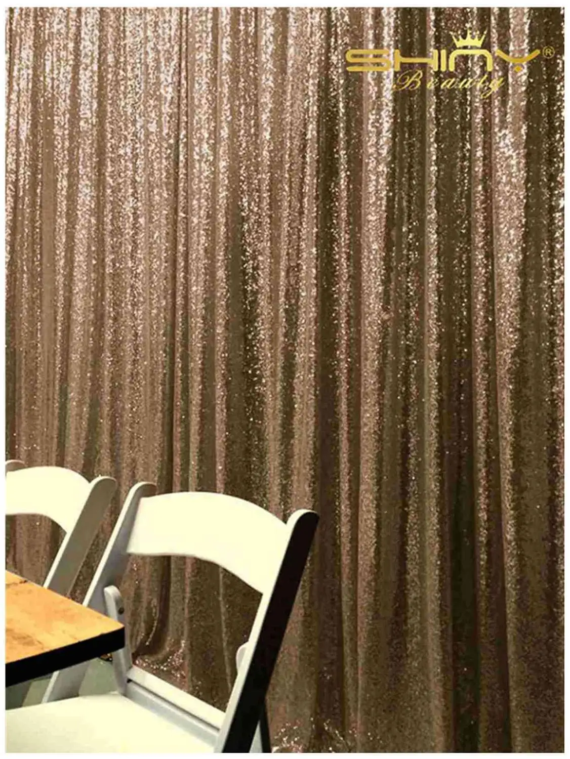 

Shinybauty 12x20ft Chocolate Color Birthday Backdrop Sequin Curtains Glitter Party Wall Decoration-M190815