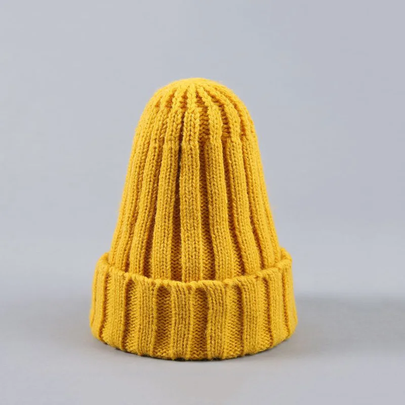 Милая Детская шляпа карамельного цвета, шапки для мальчиков, теплая шапочка, зимняя детская вязаная Осенняя шапка с острым носком для