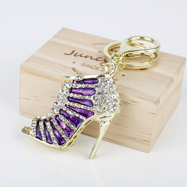 Heel Shoes Keychain Crystal Car Key Chains Women Purse Pendant Key Holder Bag Decoration Rhinestone Trinket Porte Clef