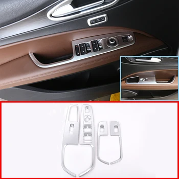 

4Pcs Matte Silver ABS Chrome Glass Lift Switch Decorative Frame Trim for Alfa Romeo Stelvio 2017 Car Accessories For LHD
