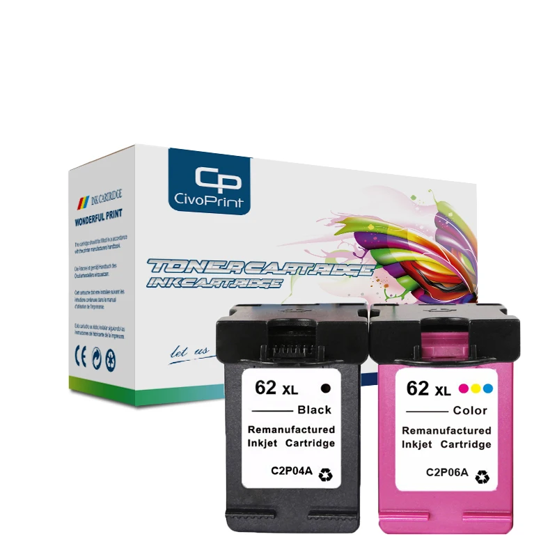 Civoprint 62XL чернильный картридж совместимый для hp 62 xl hp62 Envy 5540 5640 7640 5646 5541 5740 5742 200 250 |