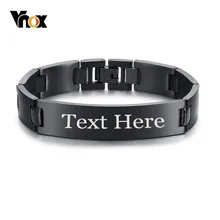 Vnox Free Custom Name Date Initial Quote Engraving Stainless Steel ID Bracelets for Men Accessories 8.07 inch
