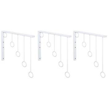 

Wall-Mounted Metal Garment Rack/Bedroom Closet Clothing Organizer with 5 Hanging Rings, White 3Pcs