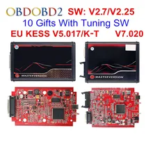 Em linha da ue vermelho kess 5.017 mestre completo obd2 gerente tuning kess v5.017 4 led K-T v7.020 bdm quadro K-T 7.020 ecu chip