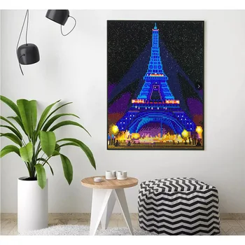 

New Diamond Painting LED 5D Round Tower Diamond Embroidery Light LED Round Diamond Diamond Mosaic 30x40cm With Frame