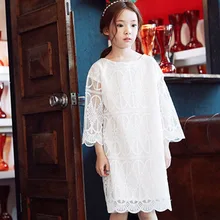 Кружевное платье для маленьких девочек-подростков г., летние хлопковые белые платья принцессы до колена для девочек платье для девочек 10, 14, 8, 10, 9 лет