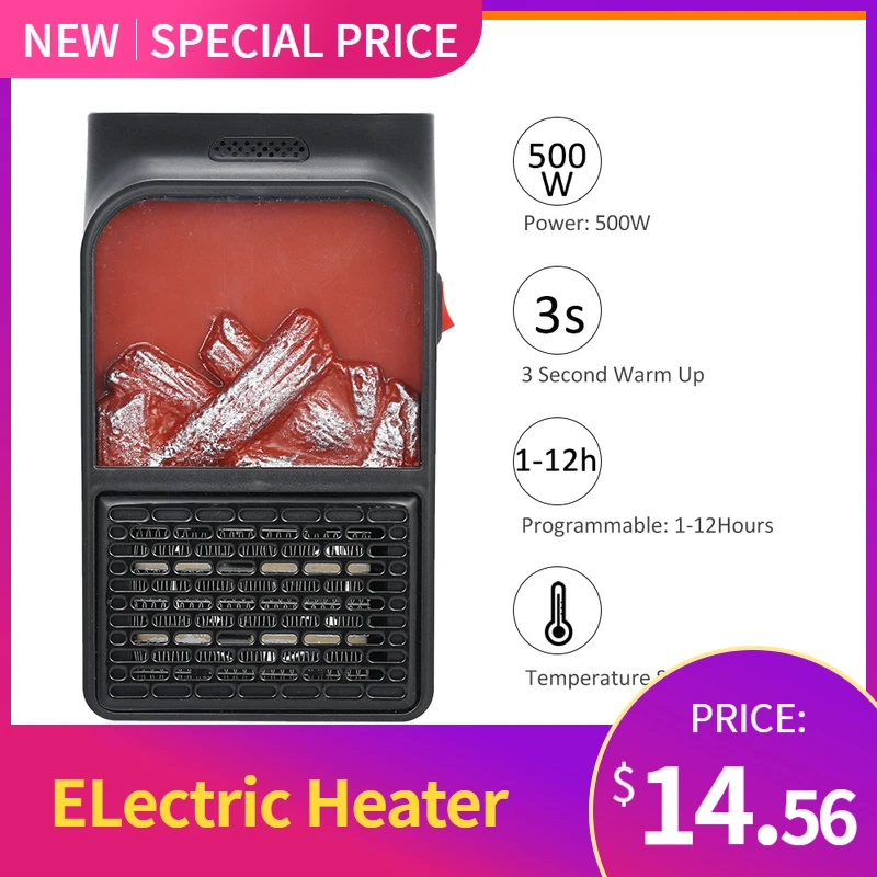 

220V 500W Electric Heater Fan Wall Plug-in Ceramic Heating Radiator Programmable Heater Fan With Remote Control For Winter
