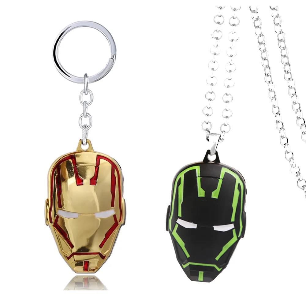 

Iron Man Key Chain Necklaces Avengers Ironman Pendant Necklace Chain Metal Keychain Keyrings Gift Jewelry for Mens