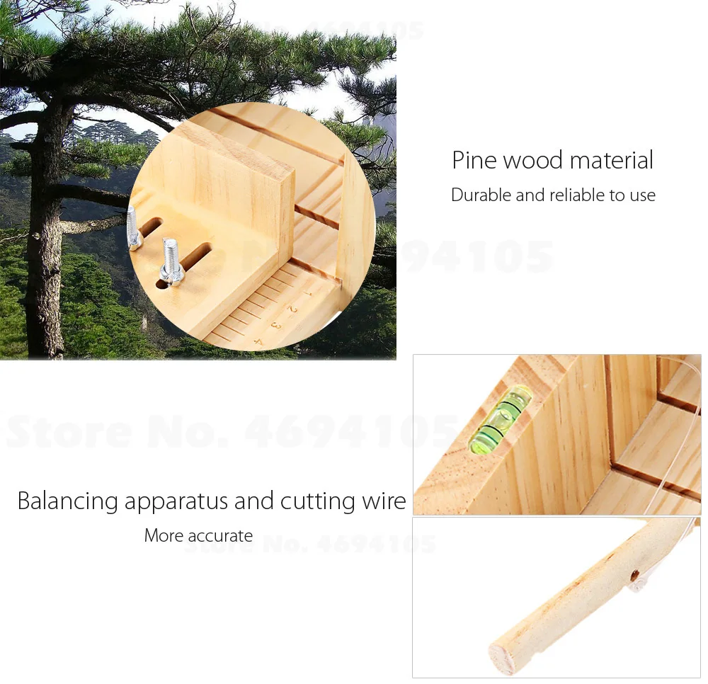 Household Wooden Soap Cutter Box Pine Material Balancing Apparatus Accurate Wire Cutting Adjustable Front Board