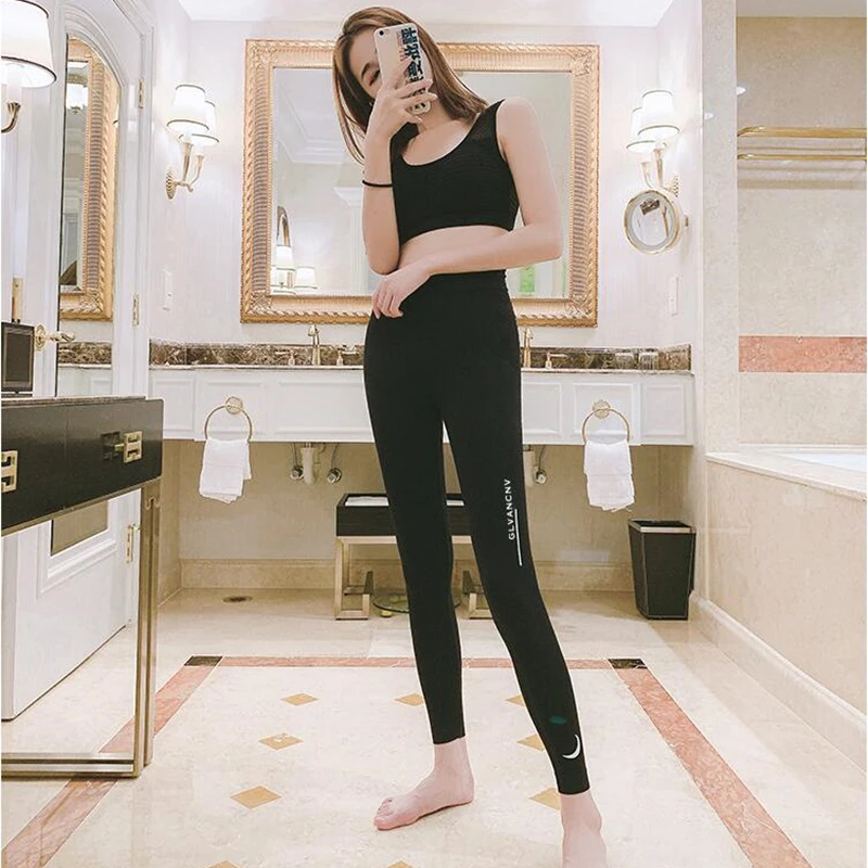 Crescent High Waist Leggings for Women Fitness Pants Slim Comfortable Sports Pants Running Bodybuilder Reflective Legins F5A129