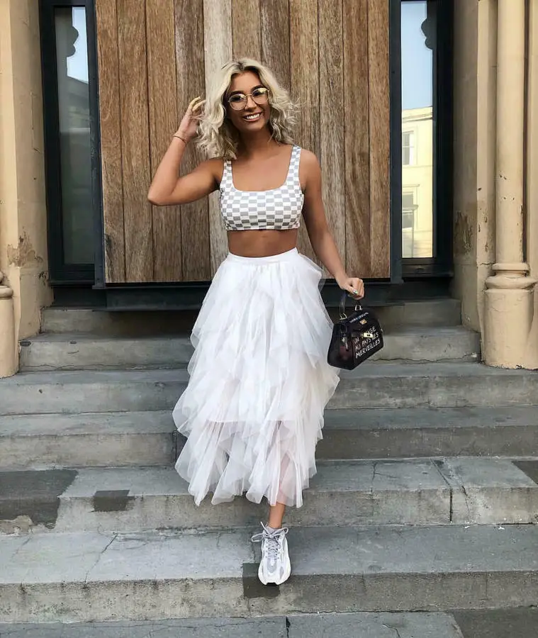 

Womens Double Layers Tulle Pleated Retro Fashion Womens Midi Skirt Elastic High Waist Front Slit Skirt 2019 NEW Bandage Skirts