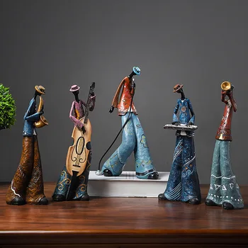 

Creative Figure Art Music Rock Band Resin Statue Desk Decoration Retro Musician Home Office Modern Room Decoration Accessories
