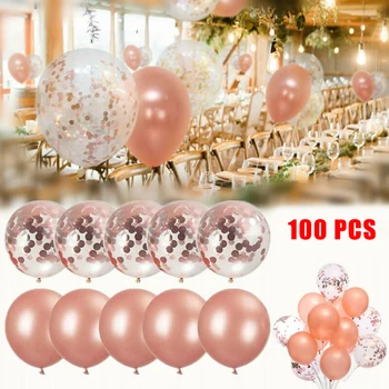 

100PCS 12Inch Latex Confettis Rose Gold Wedding Birthday Baloon Birthday Party Decor Kids Baby Shower SDF-SHIP