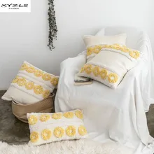 Чехол для подушки в богемном стиле, желтый круглый чехол для подушки для кровати, дивана, стула, синель, Мягкая Наволочка 45x45 см, 30x50 см