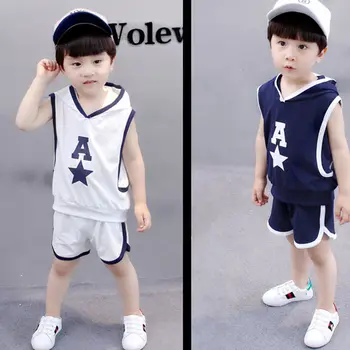 

Summer Short Sleeve Cotton Cool Baby Outfit For Boy Fashion star Print T shirt + Solid Pants two pieces Baby Clothes Set For Boy