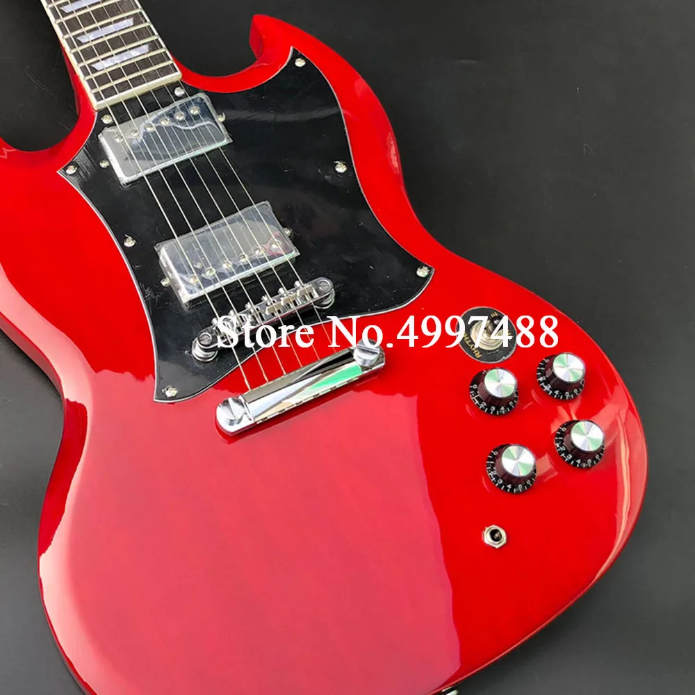 

High quality 6 string electric guitar, red paint, jade twist, small square inlay, rose wood fingerboard, postage