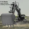 1:14 Screw Power Large Remote Control Excavator Truck 2.4G 22CH LED Lighting Unlimited Rotation Alloy Bucket RC Excavator Truck 3