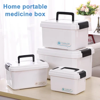 

Portable First Aid Kit Plastic Box Multi-Functional Cabinet Family Emergency Kit Box XH8Z