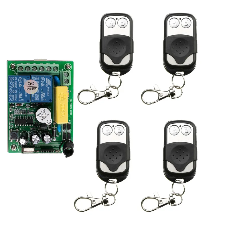 

AC220V RF Wireless Remote Control Switch Remote Power Switch Radio Relay 2CH 10A Receiver + 2CH Transmitter