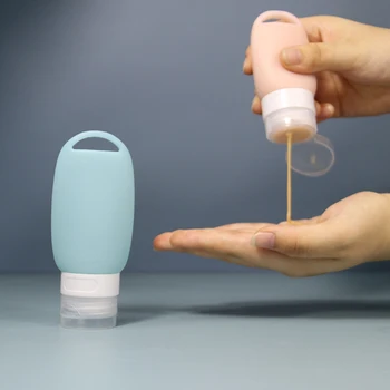 

Leak-proof Silicone Travel Bottle Refillable Travel Tube With Keychain Hook Cosmetic Hand Sanitizer Shampoo Portable Bottle