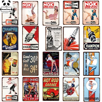 

Vintage Poster Metal Tin Signs Pin up girl gulf Motor Oil Car Garage Service Wall Decor Art Poster Wall Plaque Plate