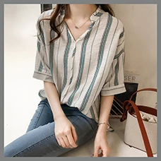 New-Womens-Striped-V-Neck-Shirt-And-Blouses-Ladies-Casual-Short-Sleeve-Loose-Blouses-Fashion-Kimono