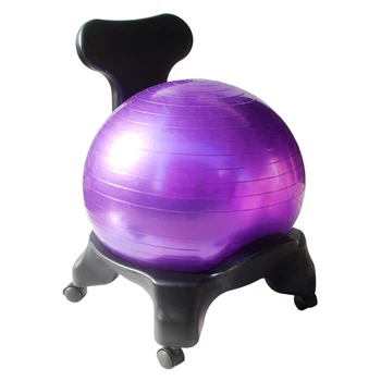 

Classic Yoga Ball Chair Balance Ball Chair with Back Support & 55CM Stability Ball Exercise Guide for Home Office (Random Color)