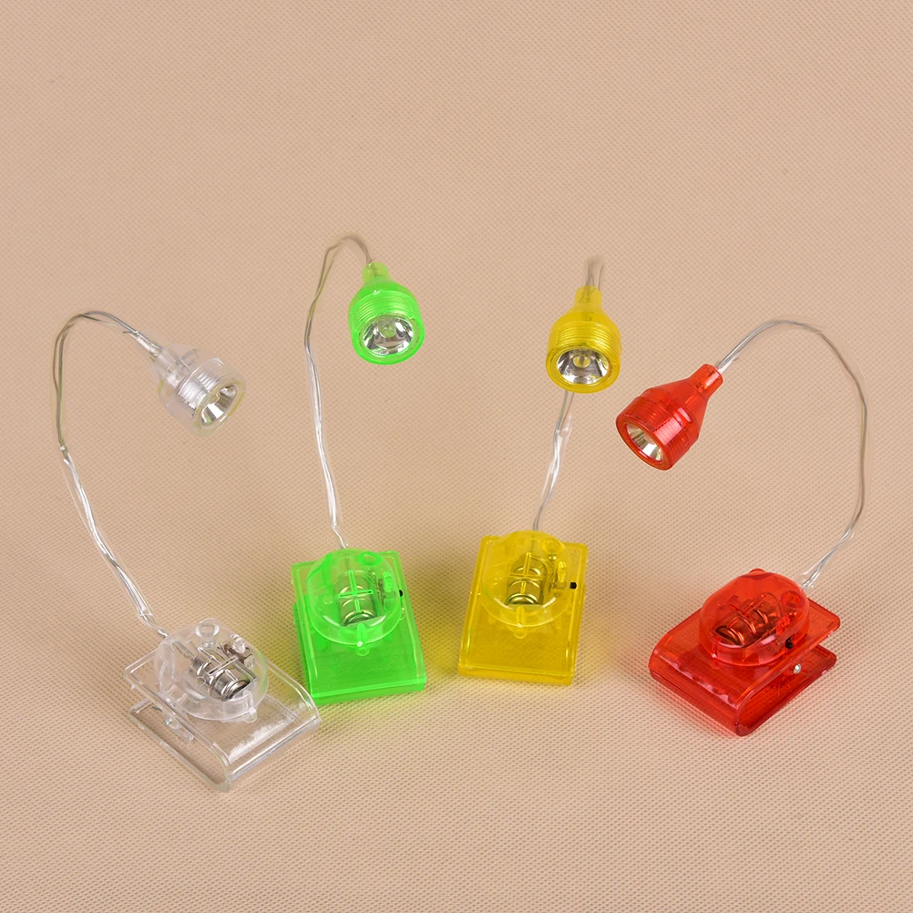 1pc Random Color Mini LED Clip On Adjustable Book Night Bright Reading Light Lamp LED Clip Light 18 Cm