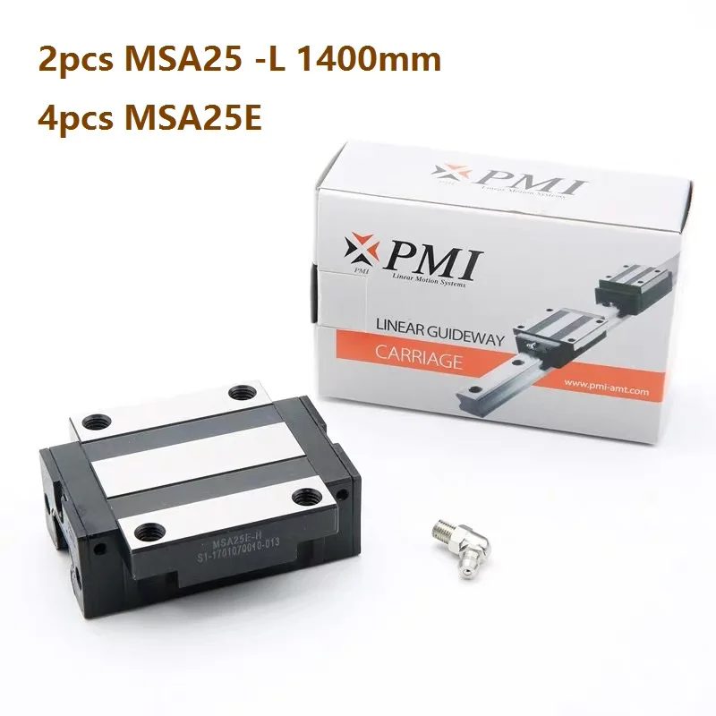 

2шт Оригинальный Тайвань PMI MSA25-L 1400 мм линейная направляющая + 4 шт. MSA25E фланцевые блоки каретки для ЧПУ