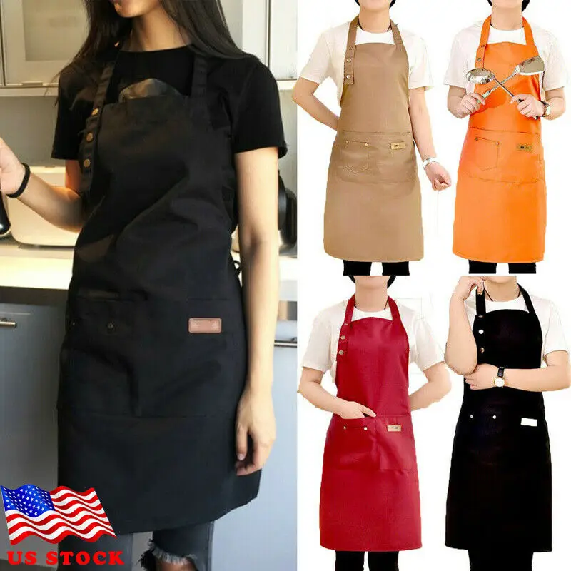 2020 Brand NEW Women Men Apron Waterproof Kitchen Chef Butcher BBQ Cooking Baking Catering Aprons Double Pocket Apron