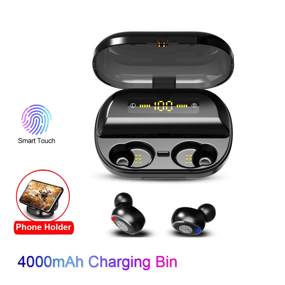 

TWS Bluetooth Earphone 5.0 9D Stereo Wireless Headphones Touch Control IPX7 Waterproof Wireless Earphones 4000 mAh Power Bank