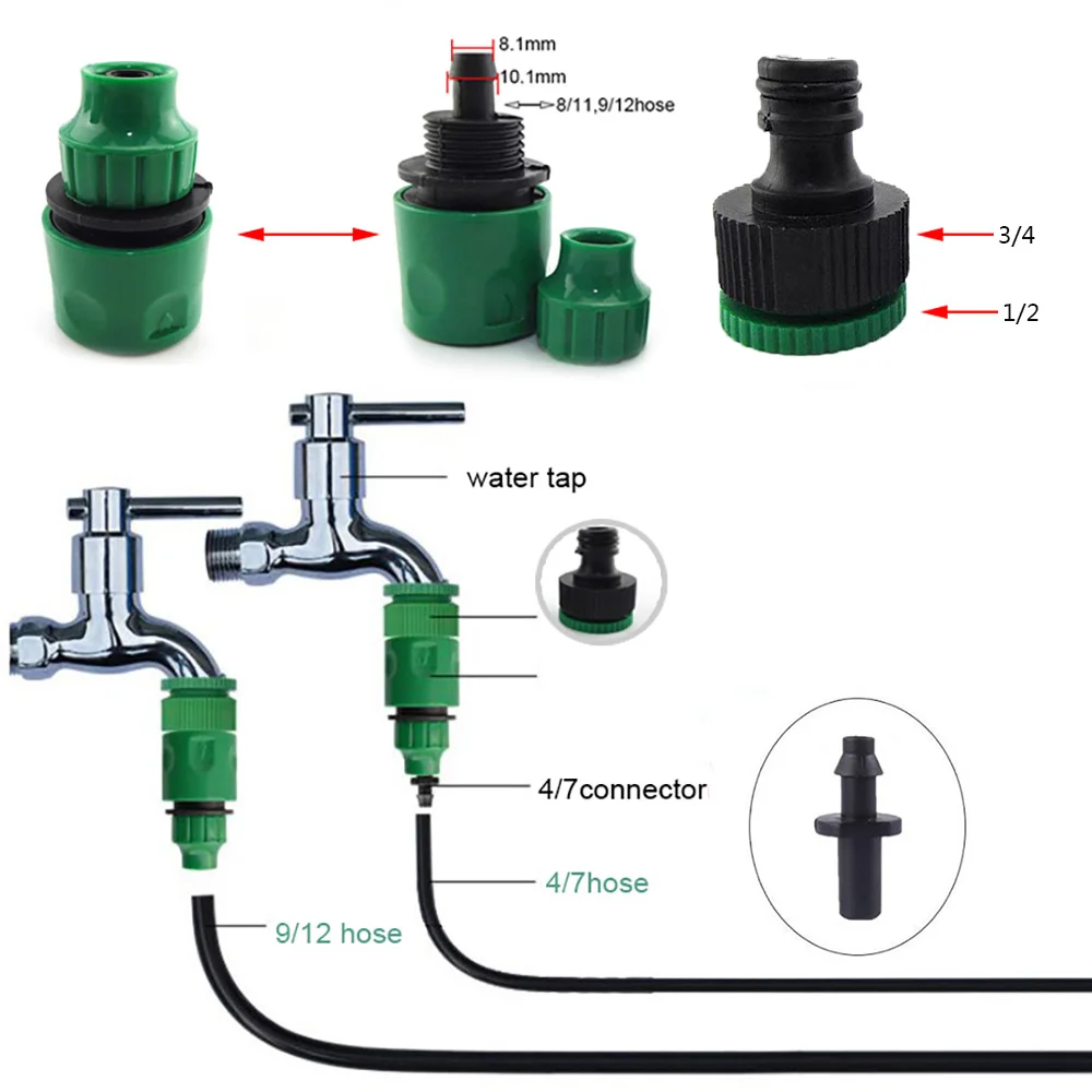 2Pcs Quick Coupling Adapter with 1/4 (ID 4mm) or 3/8'' (8mm) Barbed Connector for Irrigation Garden Watering Gardening Tools garden quick coupling barbed connectors garden hose connector hose connector garden water connector garden hose adapter hose tap adapter tank tap adapter water faucet adapter garden faucet adapter faucet adapter faucet quick connector quick connect valve